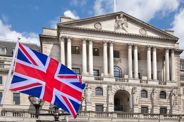 Bank of England and British flag concept illustration